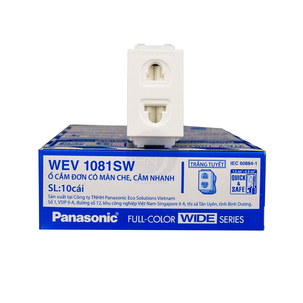 Ổ cắm đơn Panasonic WEV-1081SW dòng Wide - Hàng chính hãng