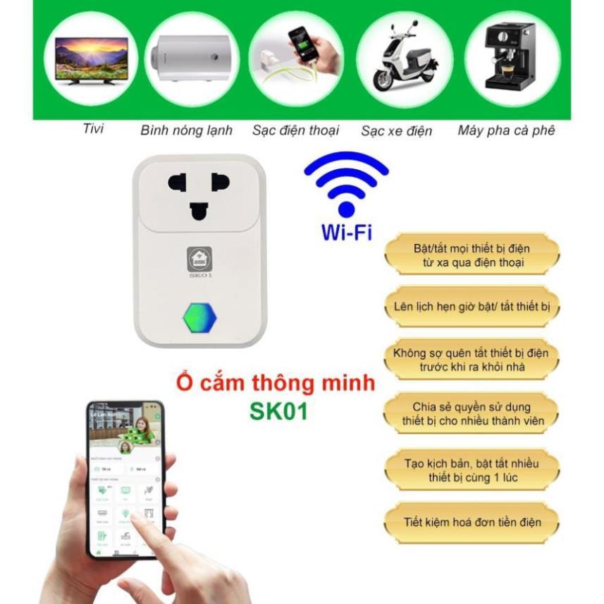 Ổ cắm thông minh Hunonic SK01. Điều khiển từ xa bằng điện thoại thông qua Wifi| Hẹn giờ tự động -2022