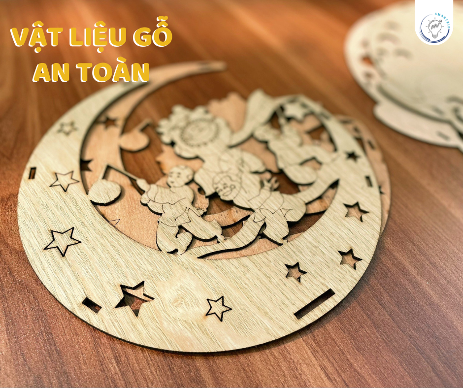 Set Đèn Lồng Gỗ Trung Thu - Lồng đèn trung thu truyền thống tô màu sáng tạo