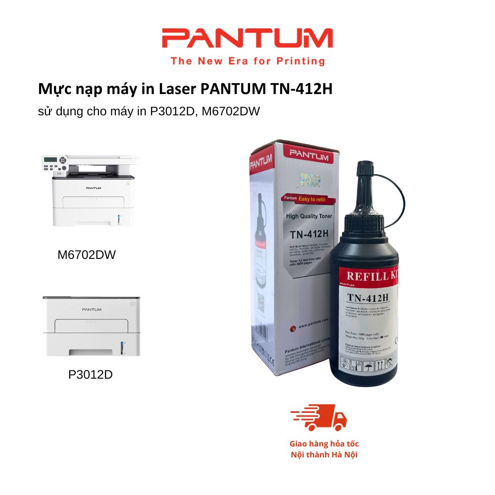 Mực nạp máy in Laser PANTUM TN-412H, sử dùng cho máy in PANTUM P3012D, M6702DW - Hàng chính hãng