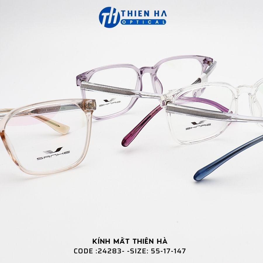 Gọng kính vuông nam nữ Kính Mắt Thiên Hà chất liệu nhựa dẻo nhẹ càng kính cốt thép chắc chắn, unisex dễ đeo Shanhe 24283