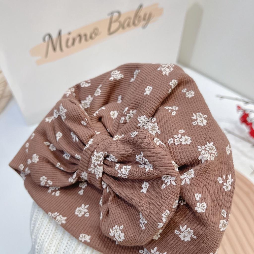 Mũ nón turban nâu hoa nhí đáng yêu cho bé 6-10kg Mimo Baby MTB73