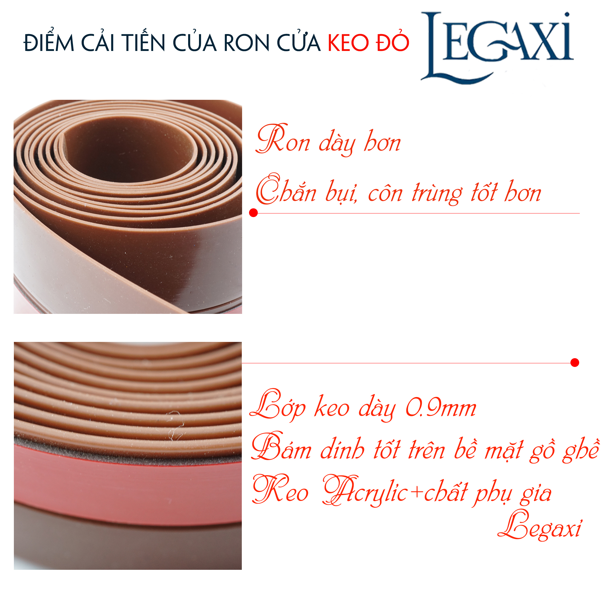 Ron Dán Chân Cửa Legaxi Keo Đỏ Cải Tiến Ngăn Bụi và Côn Trùng 25 35 45 60 110mm