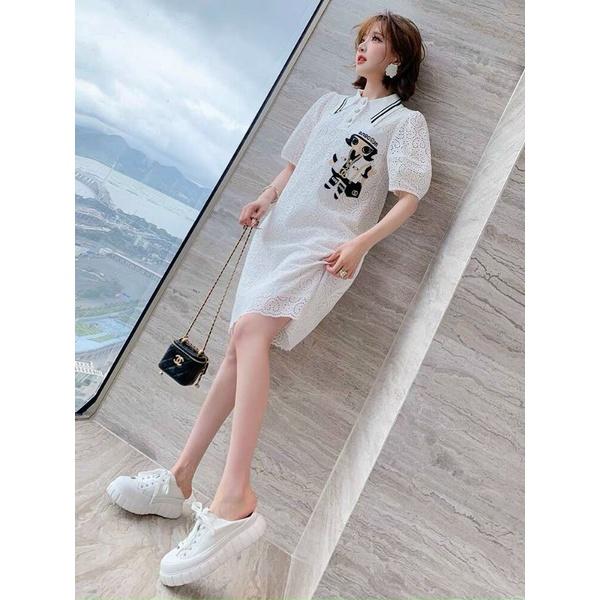 ĐẦM REN TRẮNG THÊU CAO CẤP