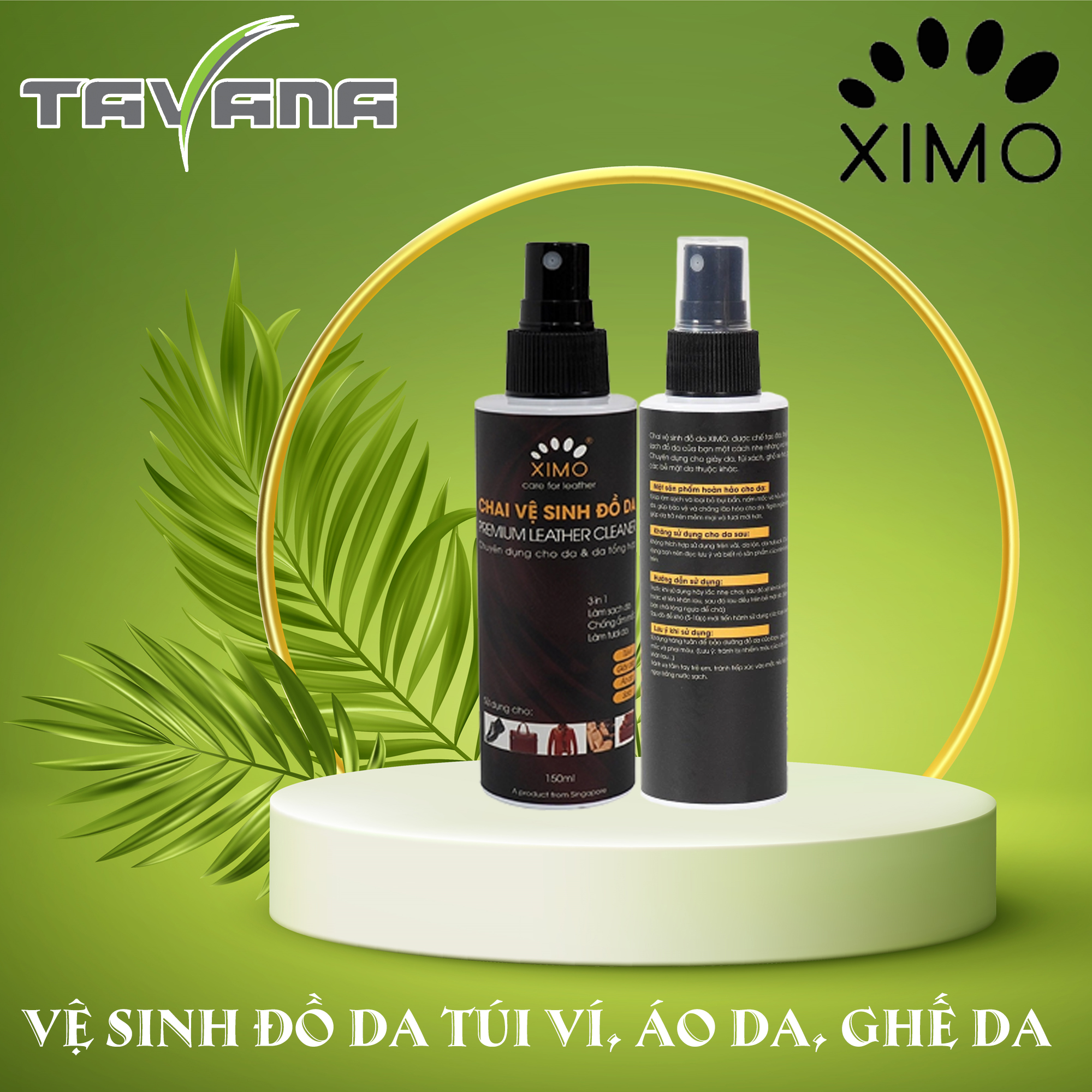 Chai vệ sinh đồ da làm sạch, dưỡng ẩm chống mốc, kháng khuẩn giày, túi ví, áo, ghế da 150ml