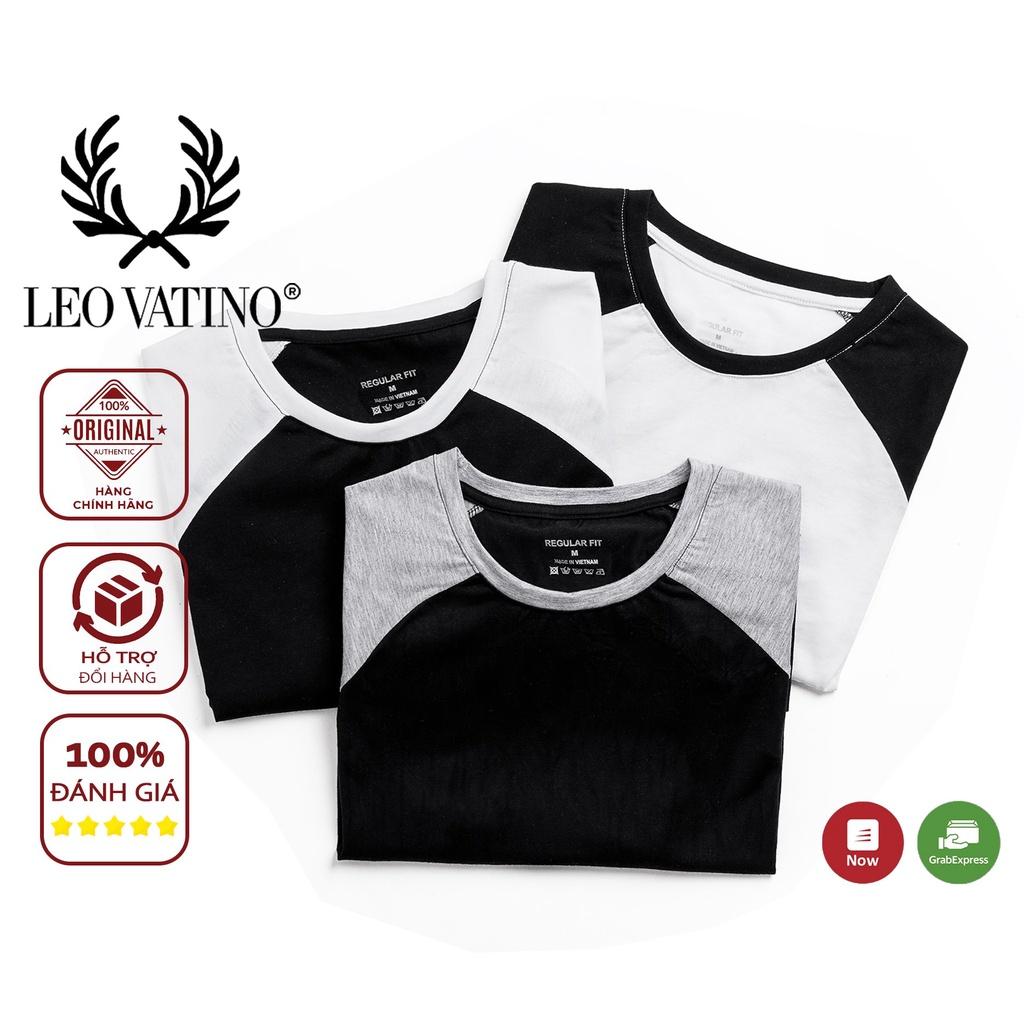 Áo thun cổ tròn nam Leo Vatino raglan phối vai Cotton co giãn 2 chiều tay ngắn APRF01 bộ 3 màu - Regularfit