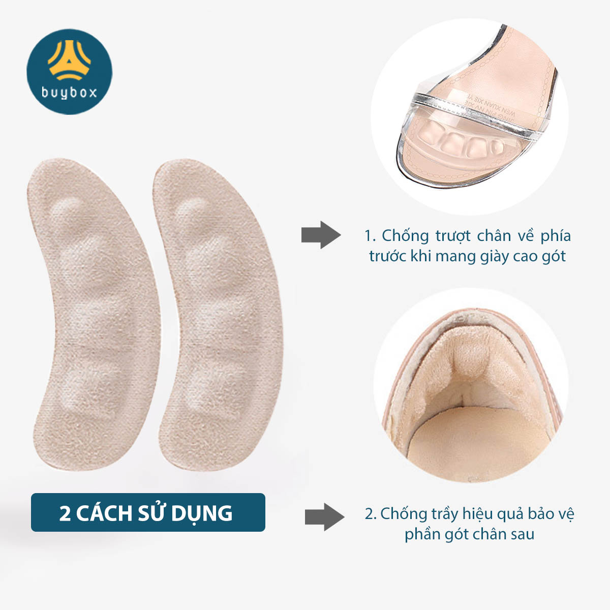 Hình ảnh Combo 5 Lót giày cao gót đa năng chuyên dùng khi mang sandal giúp chống trượt bàn chân về phía mũi hoặc lót gót sau chống trầy da - BuyBox - PK277