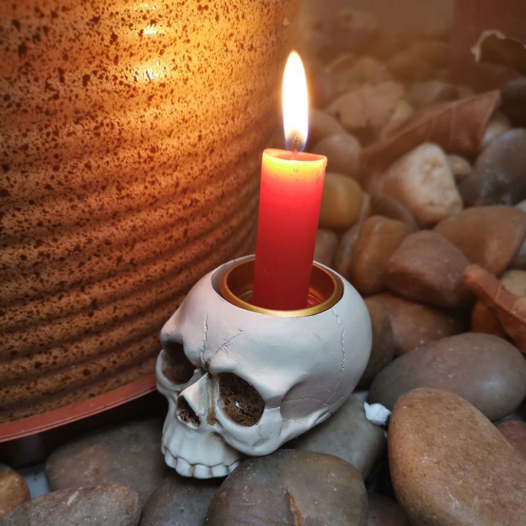 2xCrafts Skull Candle Tea Light Holder Stand Candlestick for Party Bar Decor