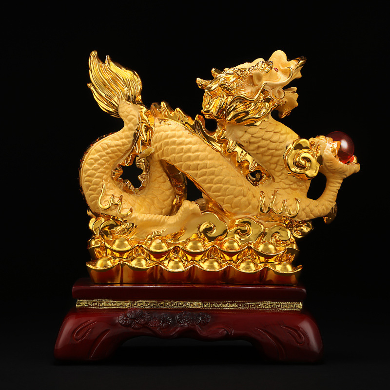 Tượng Rồng Vàng Phong Thủy Biểu Tượng Kim Long (giao hình ngẫu nhiên)
