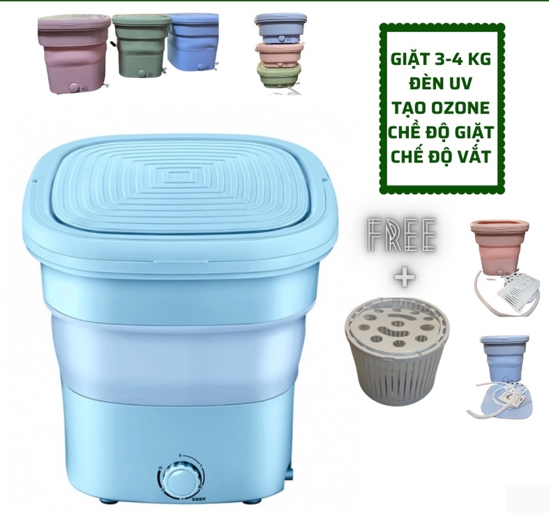 Máy giặt mini gấp gọn du lịch tặng lồng vắt