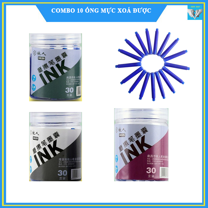 Combo 10 ống mực xóa được - Chọn màu (xanh, đen, tím)