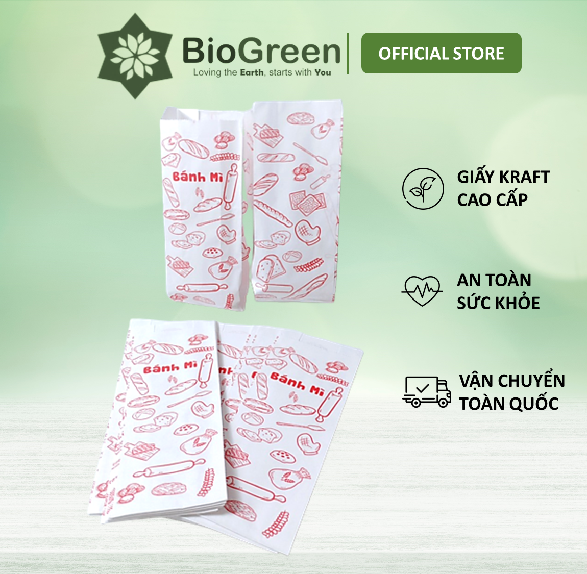 50 Túi Bánh Mì Giấy Nâu Kraft Cao Cấp 24X10X4Cm, Túi Bánh Mỳ Thấm Dầu