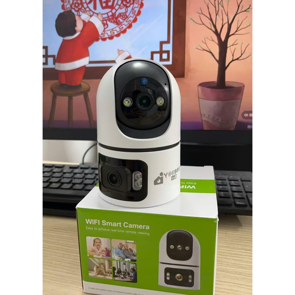 CAMERA WIFI YOOSEE Q86 5MP 2 Mắt - Xoay 36 Độ, Đàm thoại hai chiều, Màu ban đêm - Hàng nhập khẩu