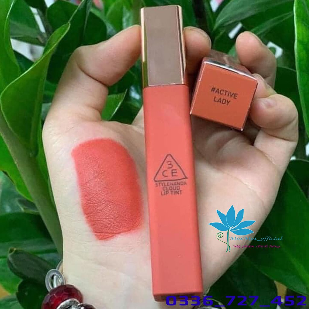 Son Kem Lì 3CE Cloud Lip Tint Active Lady - Sắc Hồng Cam Đất Tự Nhiên Tôn Da [NHẬP KHẨU CHÍNH HÃNG]