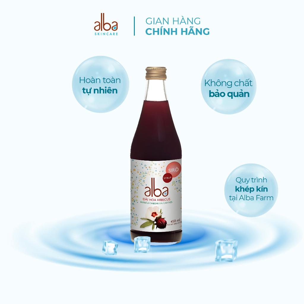 Siro Alba hương vị đài hoa Hibiscus - Chai 450ml