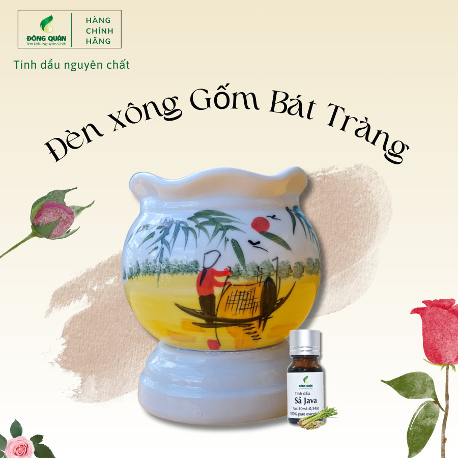 Đèn Xông Gốm Bát Tràng Chất Liệu Gốm Cao Cấp Sử Dụng Bằng Cắm Điện (Gửi Hàng Ngẫu Nhiên) - Tặng 1 Chai Tinh Dầu 10ML