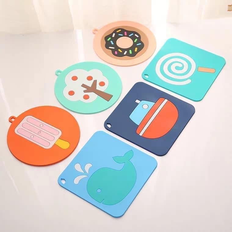 Tấm lót nồi lót cốc silicon hoạt hình siêu cute