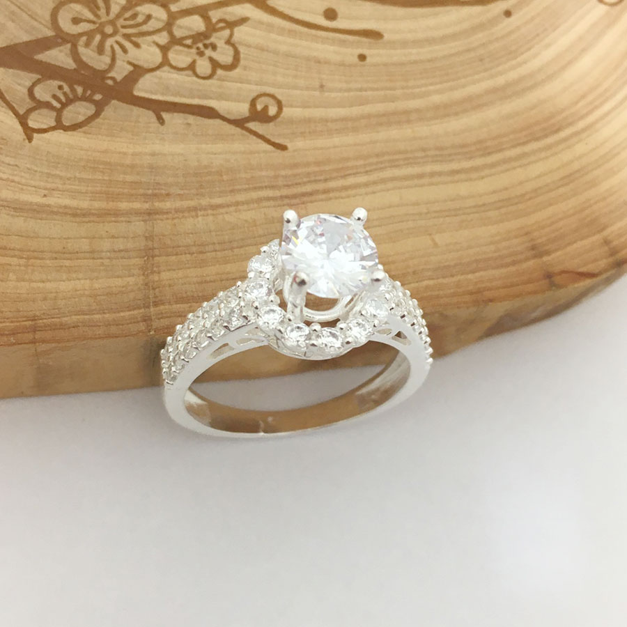 Nhẫn bạc nữ đẹp đính đá cao cấp chất liệu bạc thật không xi mạ QTNU72 trang sức Bạc Quang Thản