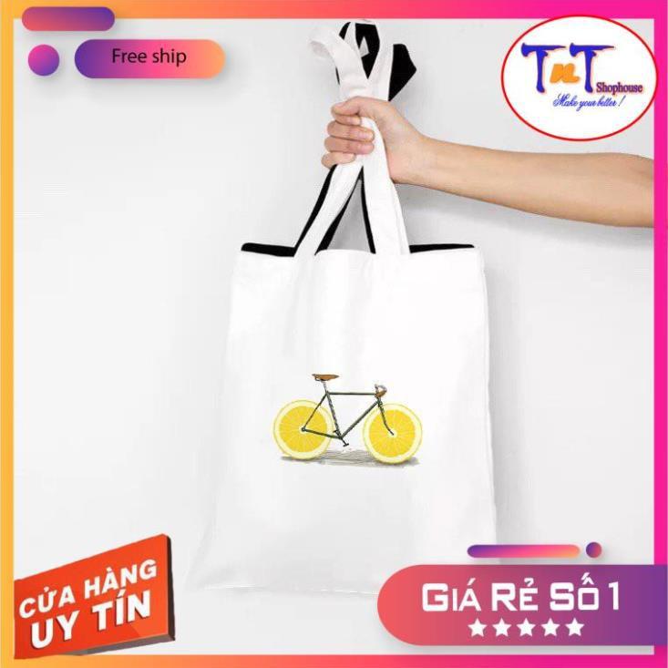 TT19 Túi tote vải Canvas đeo vai phong cách Ulzzang, vải bố form Unisex Vintage