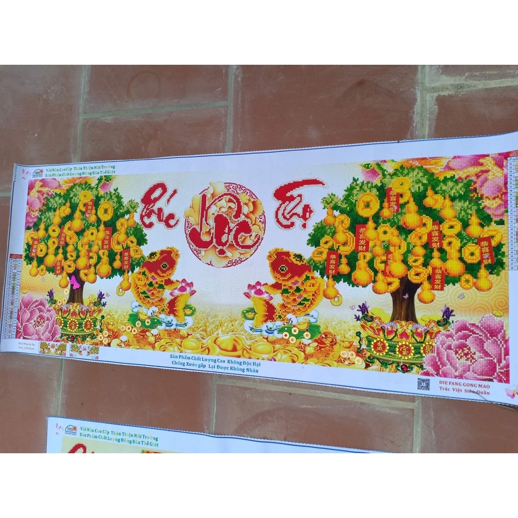 Tranh đính đá Phúc Lộc Thọ chưa đính