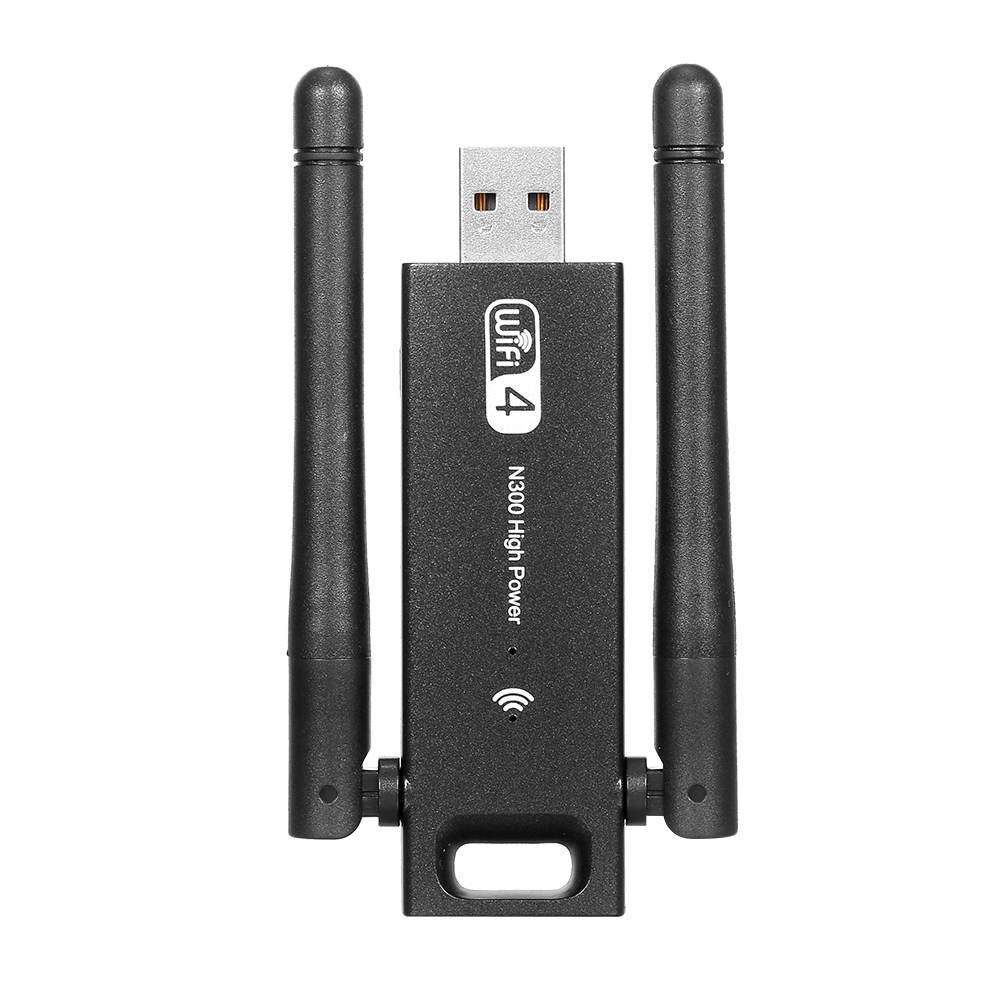 Bộ chuyển đổi USB không dây-N 2.4G Tốc độ truyền 300Mbps Bộ điều hợp WiFi 4 USB với ăng-ten kép