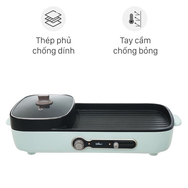 Bếp lẩu nướng đa năng Bear DKL-C15G1 - Tiện lợi, tiết kiệm thời gian - Hàng chính hãng