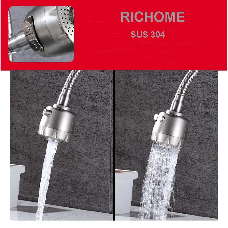 Vòi rửa chén xả lạnh cắm chậu inox 304 nguyên khối cần mềm - Đầu vòi 2 chế độ tăng áp- Tặng kèm dây cấp lạnh dài 60cm