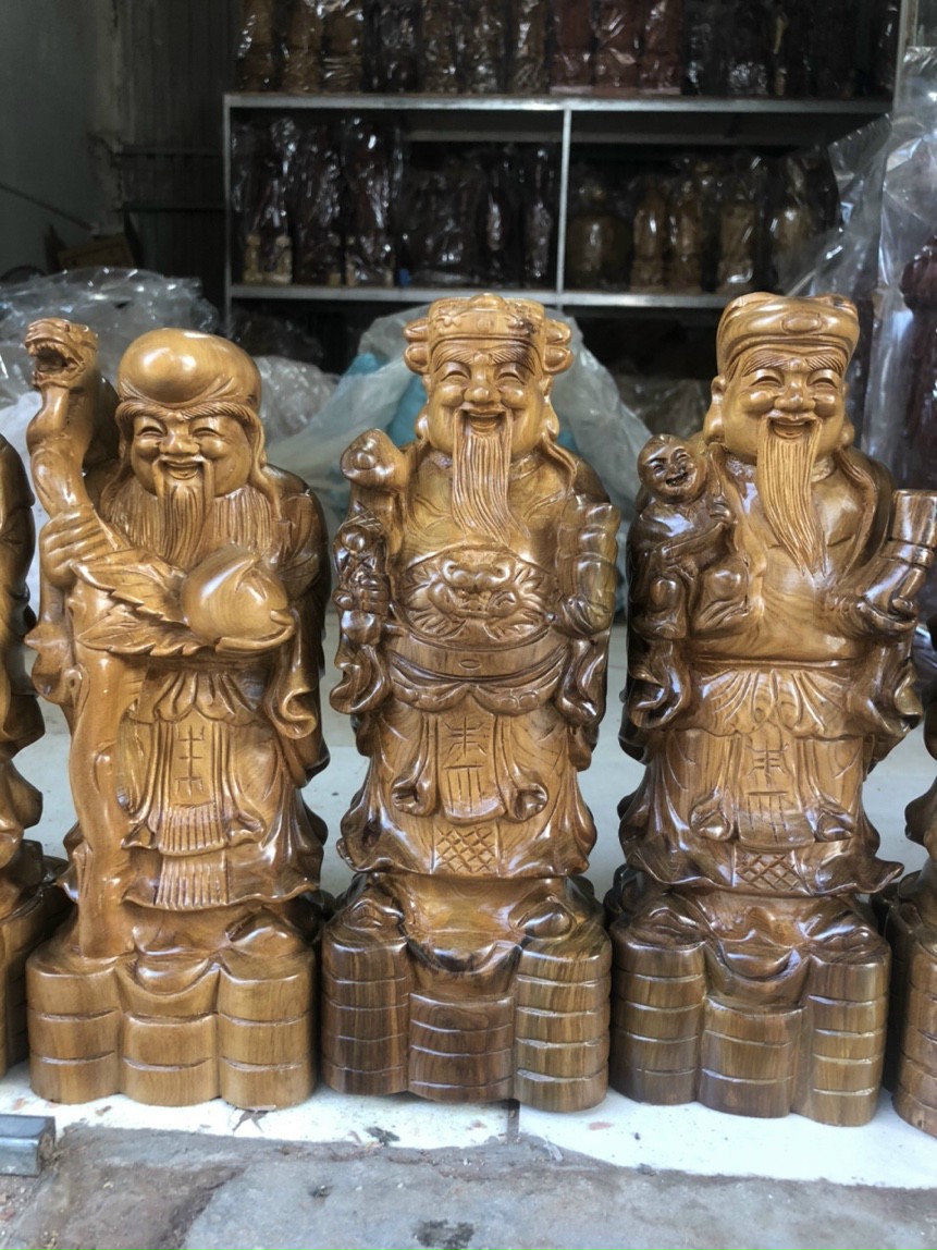 Bộ tam đa phúc lộc thọ gỗ bách xanh thơm nức kt cao 60×15×18cm