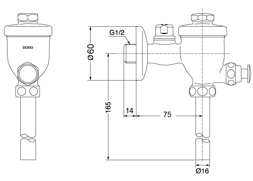 Van Xả Nhấn Bồn Tiểu Nam TO TO TS402P BẢO HÀNH 2 NĂM