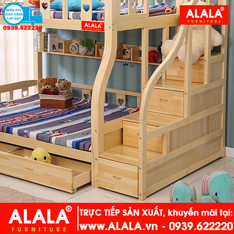 Giường tầng ALALA101 gỗ thông nhập khẩu - www.ALALA.vn® - Za.lo: 0939.622220