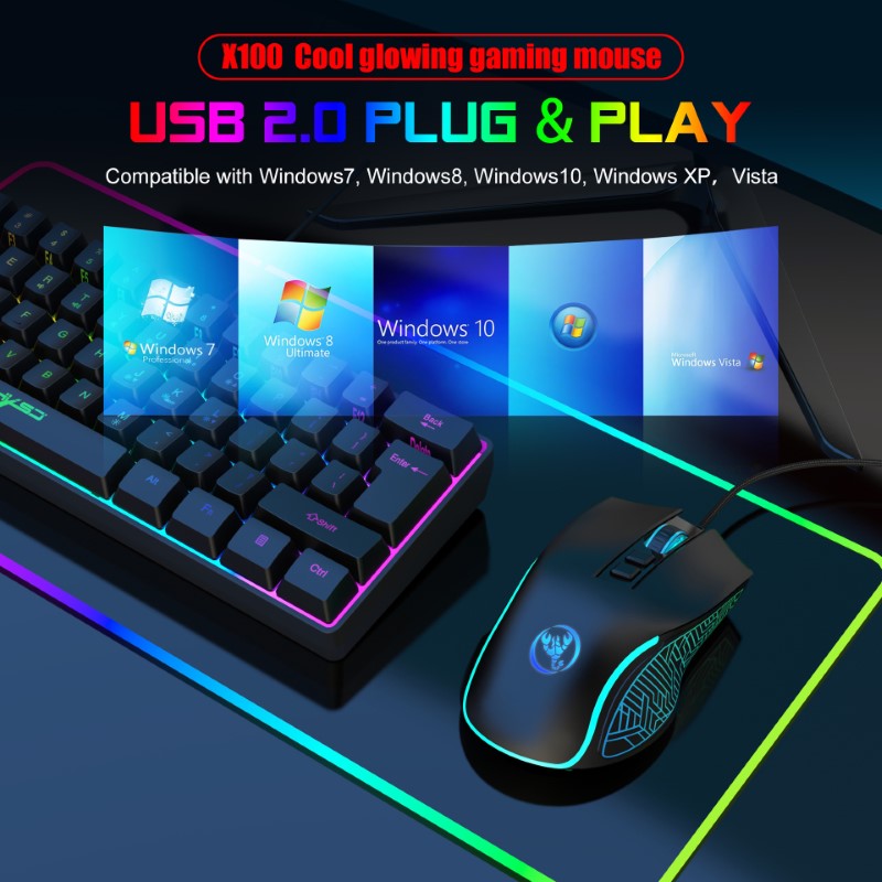 Chuột LED RGB 3600 DPI Gaming Mouse HXSJ X100 - hàng nhập khẩu