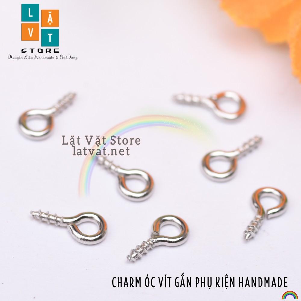 10cái Charm phụ kiện ốc vít đinh xoắn nhỏ gắn đồ handmade, đất sét tự khô