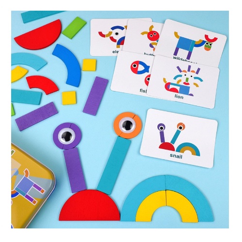 Ghép hình Tư duy Tangram gỗ theo thẻ