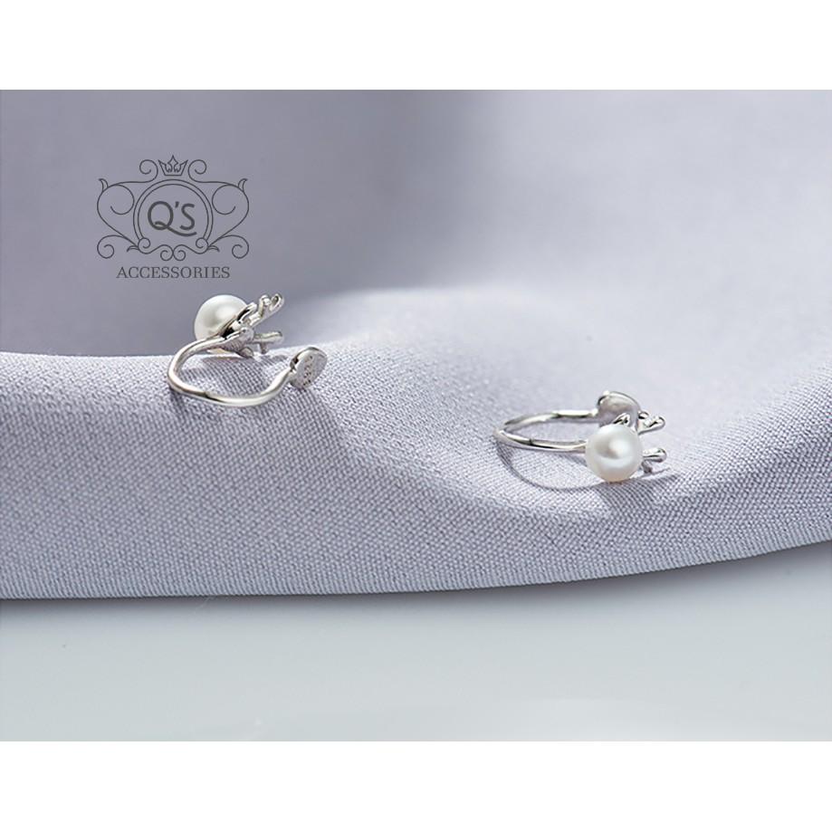 Khuyên tai bạc nữ kẹp vành ngọc trai giả S925 PEARL Silver Earrings QA SILVER EA220406