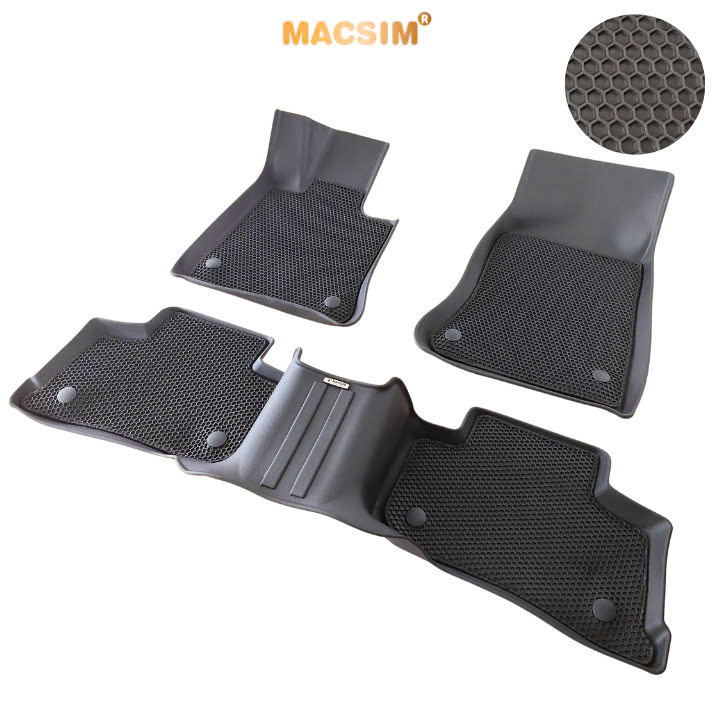 Thảm ô tô sd3 2 lớp dạng lưới lục giác Mercedes-Benz GLC 2023+ màu đen - bề mặt cao su siêu sạch - Macsim