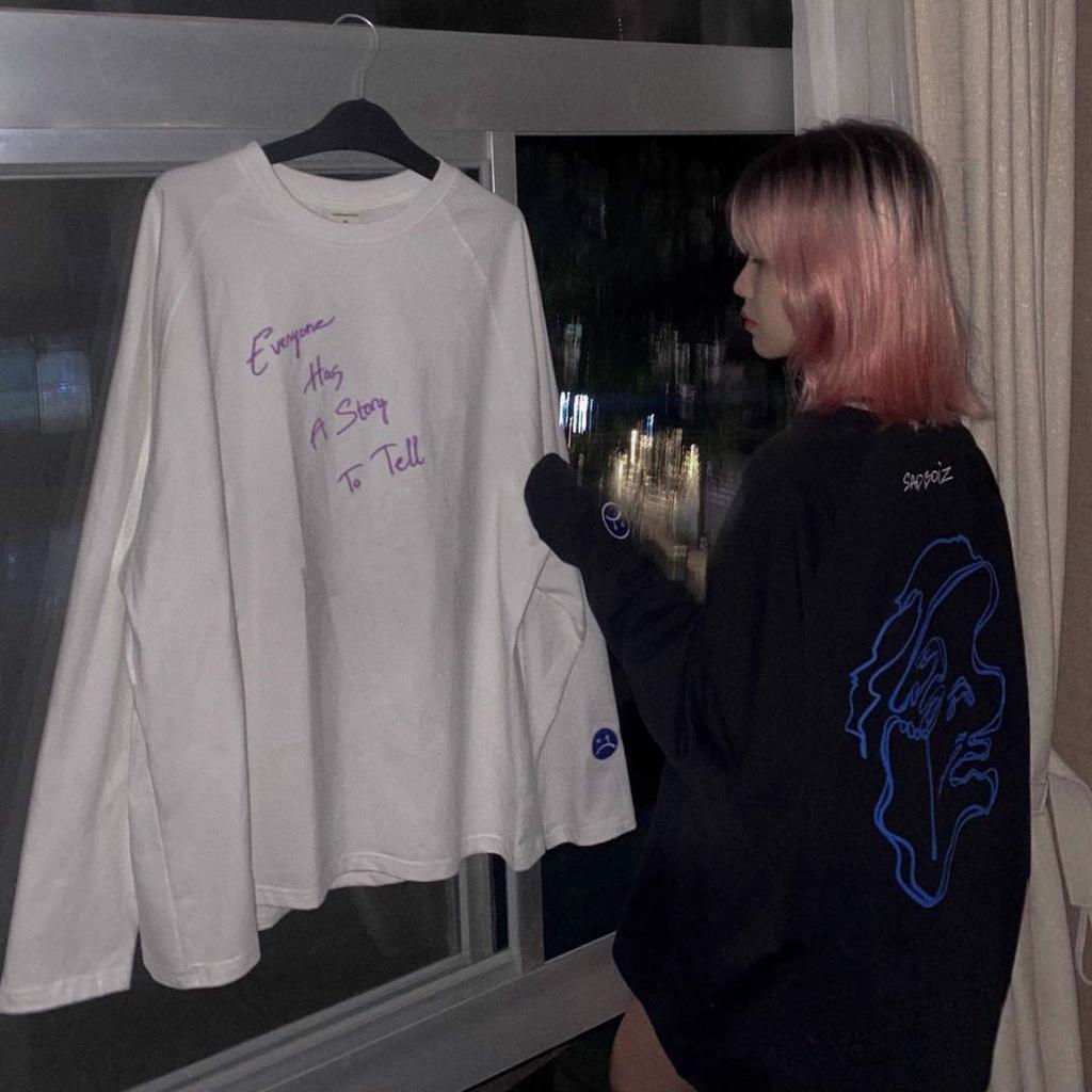Áo thun unisex tay dài SADBOIZ SAD BOIZ SAD STORY Logo thêu cực hot 2021 || Hany shop