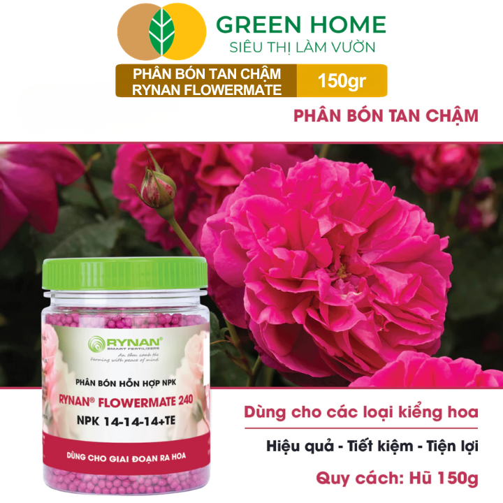 Phân Bón Thông Minh Rynan GreenHome, Hũ 150gr, Giải Pháp Dinh Dưỡng Tan Chậm Cho Lan Và Cây Cảnh
