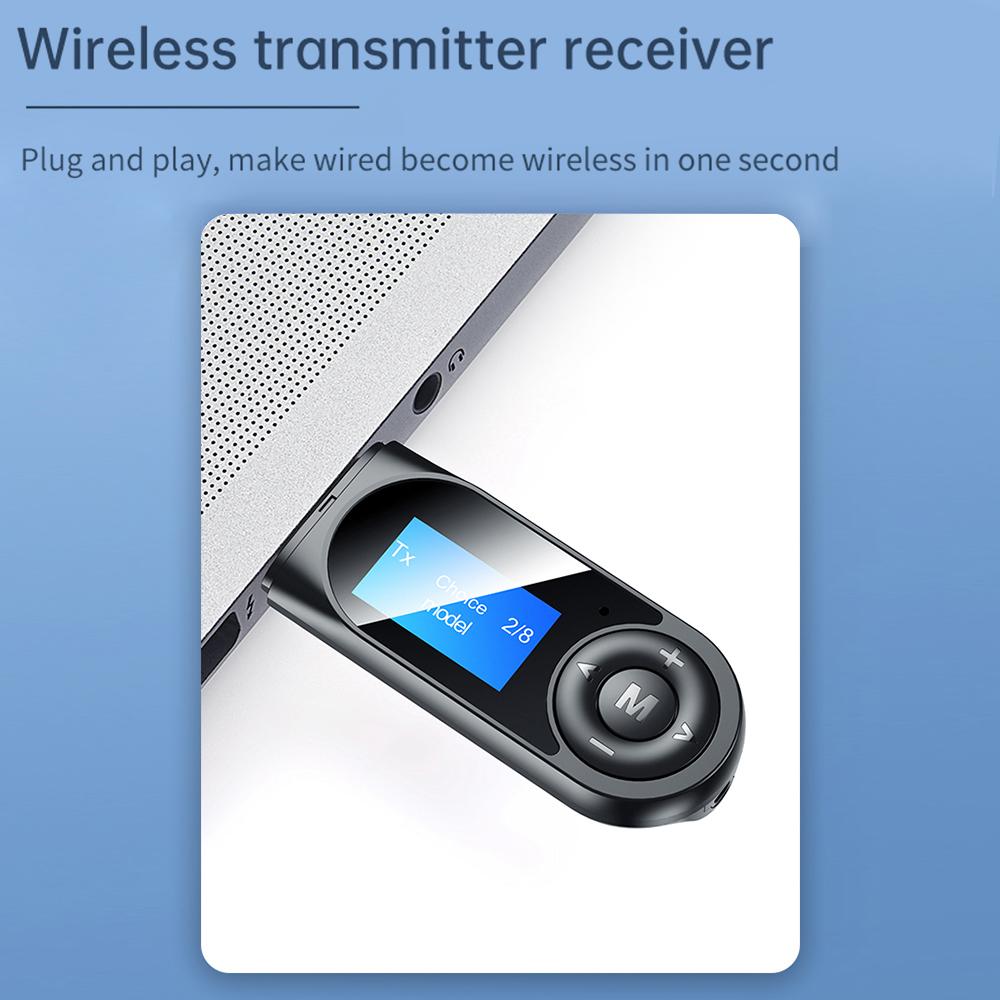 Bộ điều hợp âm thanh AUX 3.5mm với Mic Bluetooth 5.0 không dây Màn hình LCD T13