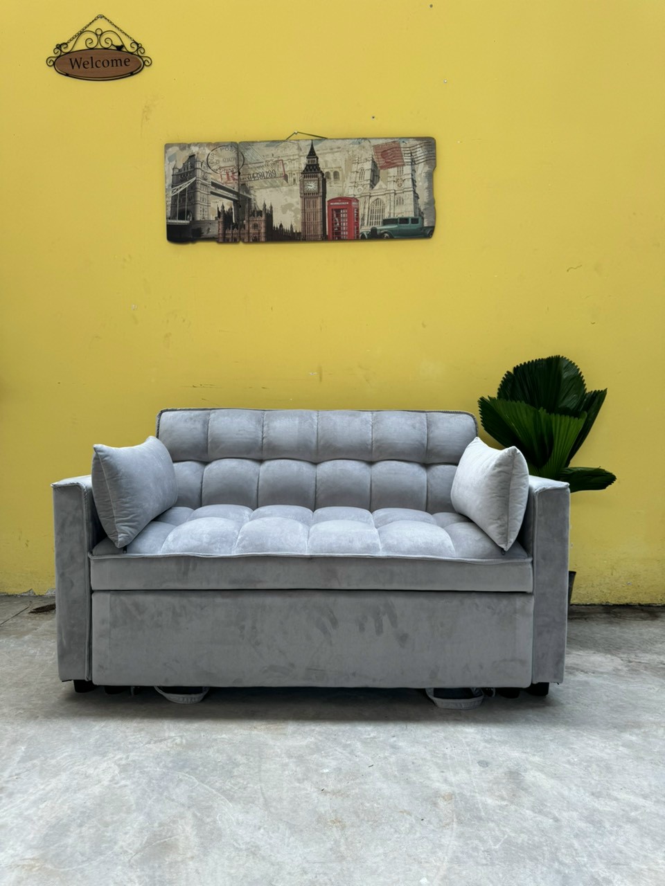 Sofa giường đa năng thông minh, sofa gấp gọn SM27CT Juno Sofa bọc vải, chân kim loại cao cấp