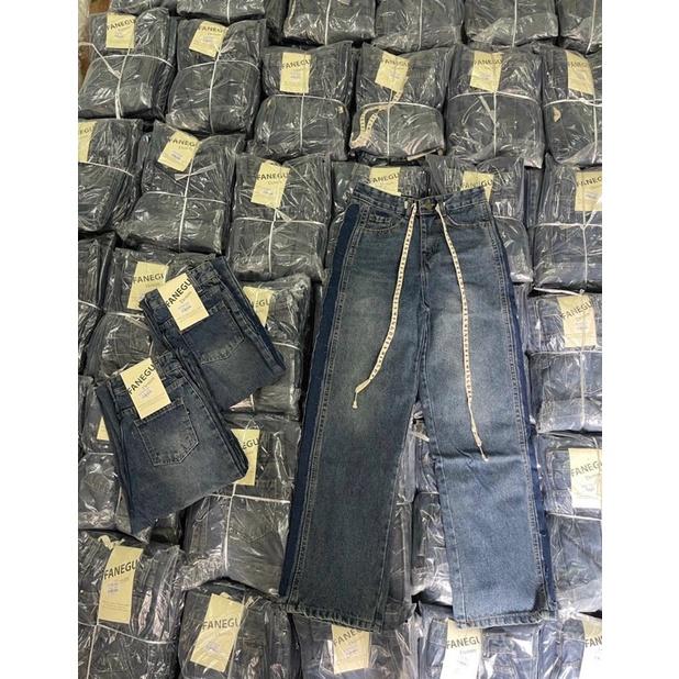 QUẦN JEANS ỐNG RỘNG NỮ LƯNG CAO 2 DÂY TRẮNG NÂU MÀU XANH ĐẬM BỤI DƠ LAI CUỐN PHỐI TÚI RÁCH KIỂU PHÍA SAU ĐỈNH