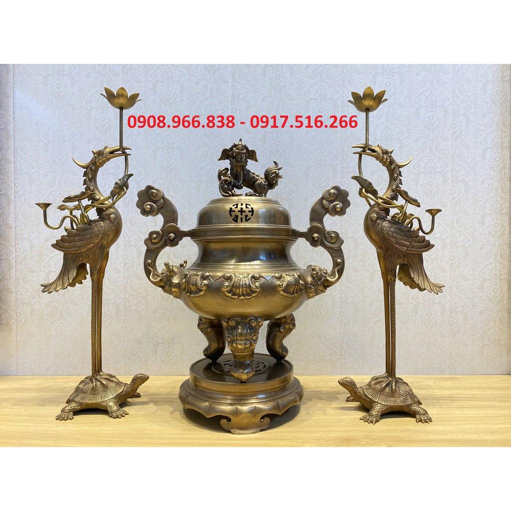 ĐÔI HẠC 57CM MÀU HUN GIẢ CỔ CHO ĐỈNH TỪ 50 57CM
