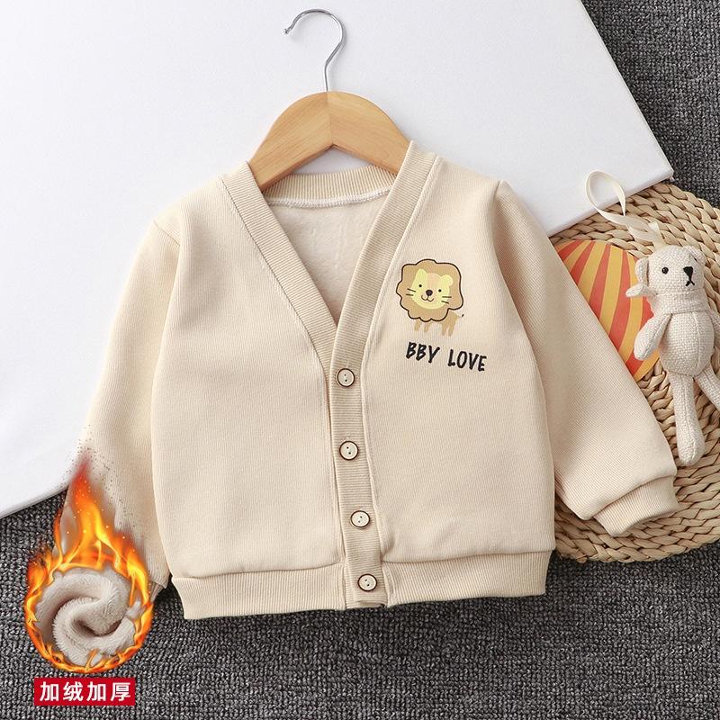 Áo cardigan lót lông mềm mịn và ấm áp, áo khoác nhẹ thu đông cho bé trai và bé gái size từ 3 tháng đến 6 tuổi