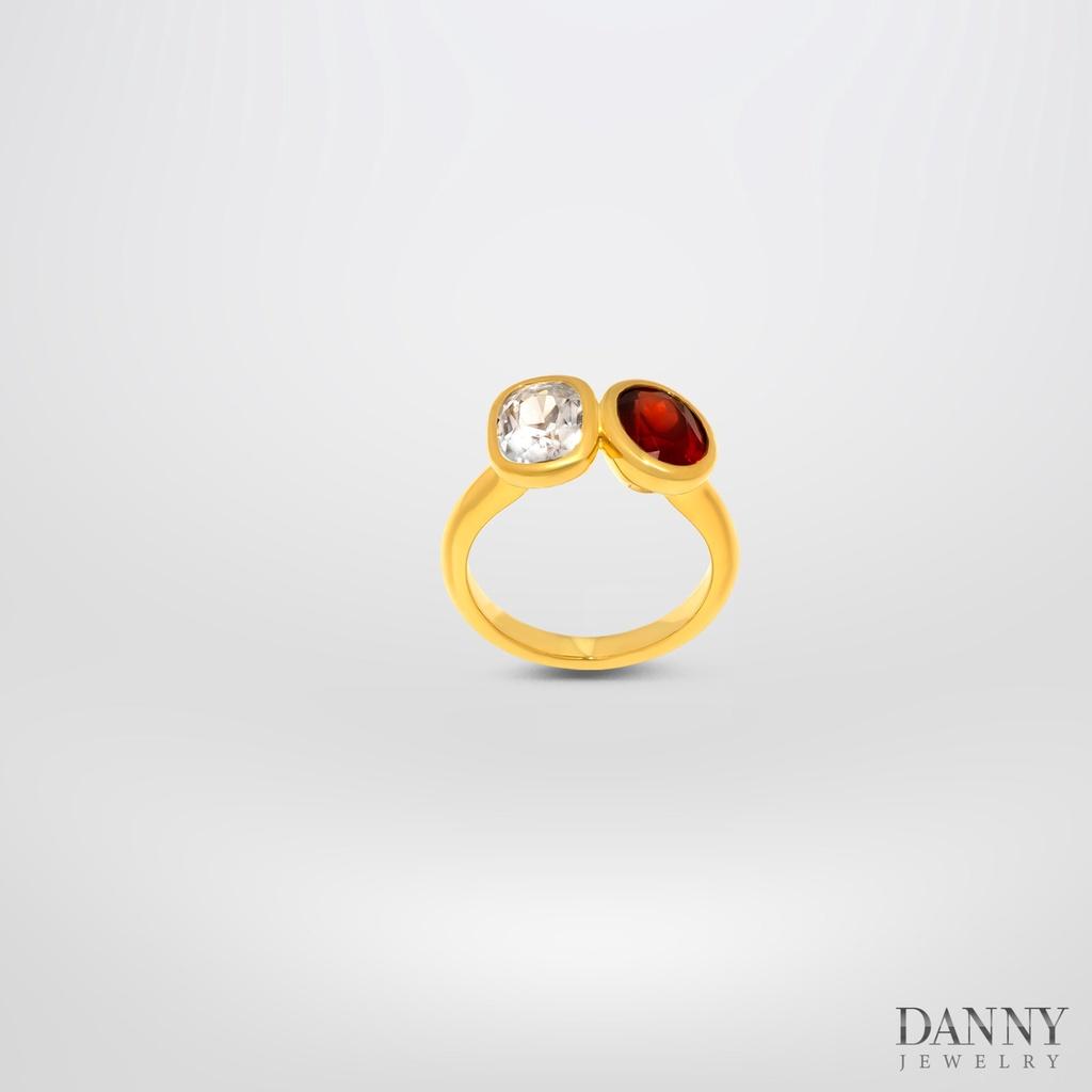 Nhẫn Nữ Danny Jewelry Bạc 925 Đính Đá Garnet/Zircon Xi Vàng 18k N0083