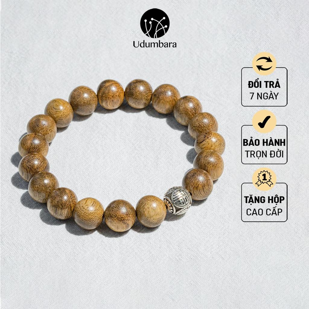 Vòng Tay Trầm Hương Charm Bạc 925 Chữ Phạn Tự Nhiên Phong Thủy Udumbara