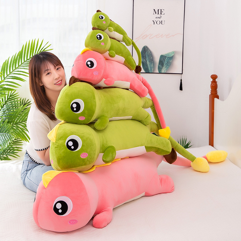 Gấu Bông Khủng Long Mắt Lồi Đuôi Tim Dễ Thương Siêu Cưng (55cm---&gt;160cm) Gối Ôm Khủng Long Đuôi Tim Siêu Mềm Mịn, Êm Ái Hàng Cao Cấp - Hồng - 90cm