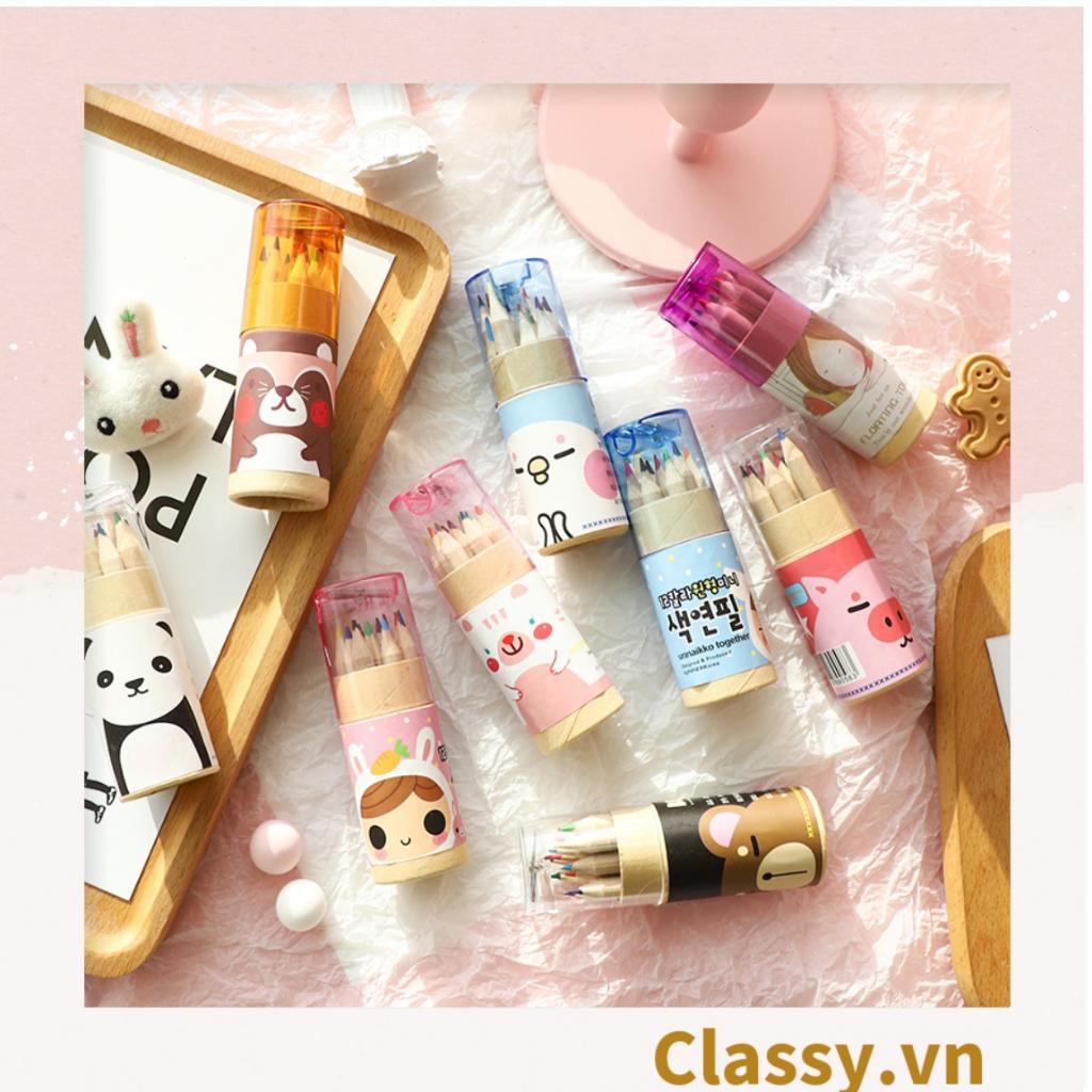 Combo 12 cây bút chì màu Classy mini, có kèm theo chuốt chì, tiện lợi mang theo đi học đi làm PK1138