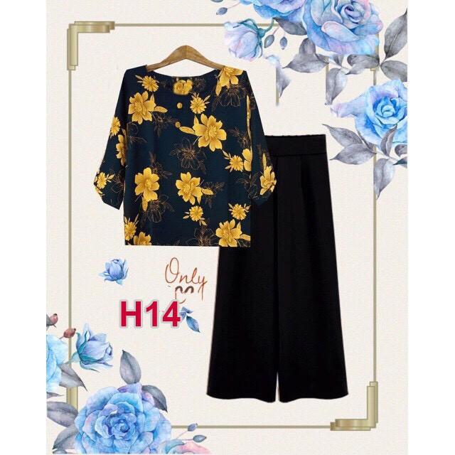 Bộ Đồ Trung Niên Cho Bà Cho Mẹ - Áo Lụa Hàn Châu Quần Tơ Đũi Cao Cấp