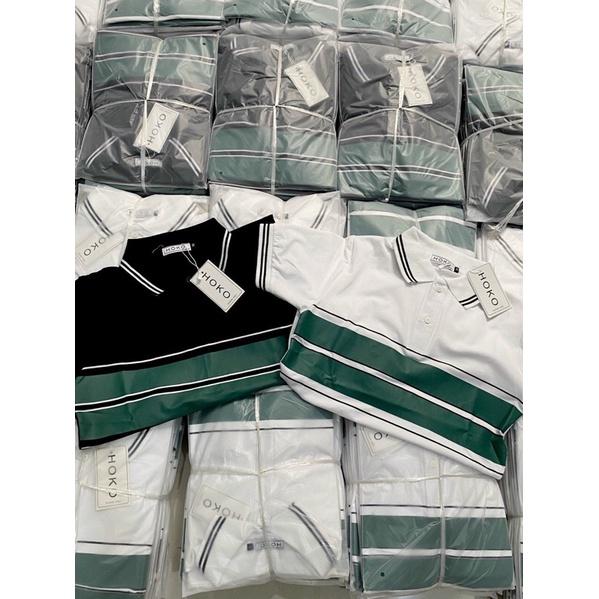 Áo Polo nam kẻ xanh 3D ngang ngực vải Cotton cá sấu cao cấp xuất xịn dệt bo dày dặn chuẩn form áo thun cổ bẻ tay ngắn