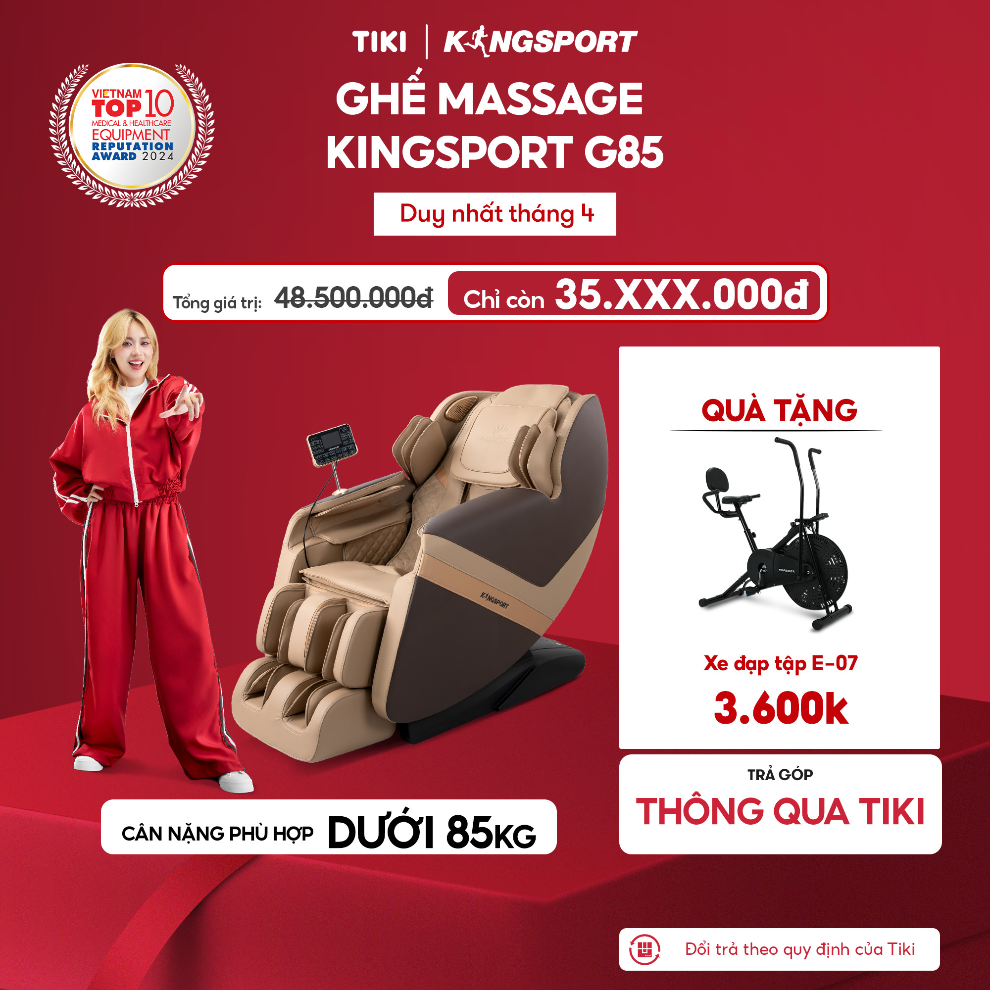 Ghế massage toàn thân Kingsport G85 con lăn di động 3D, con lăn bắp chân chuyên biệt, công nghệ ion âm