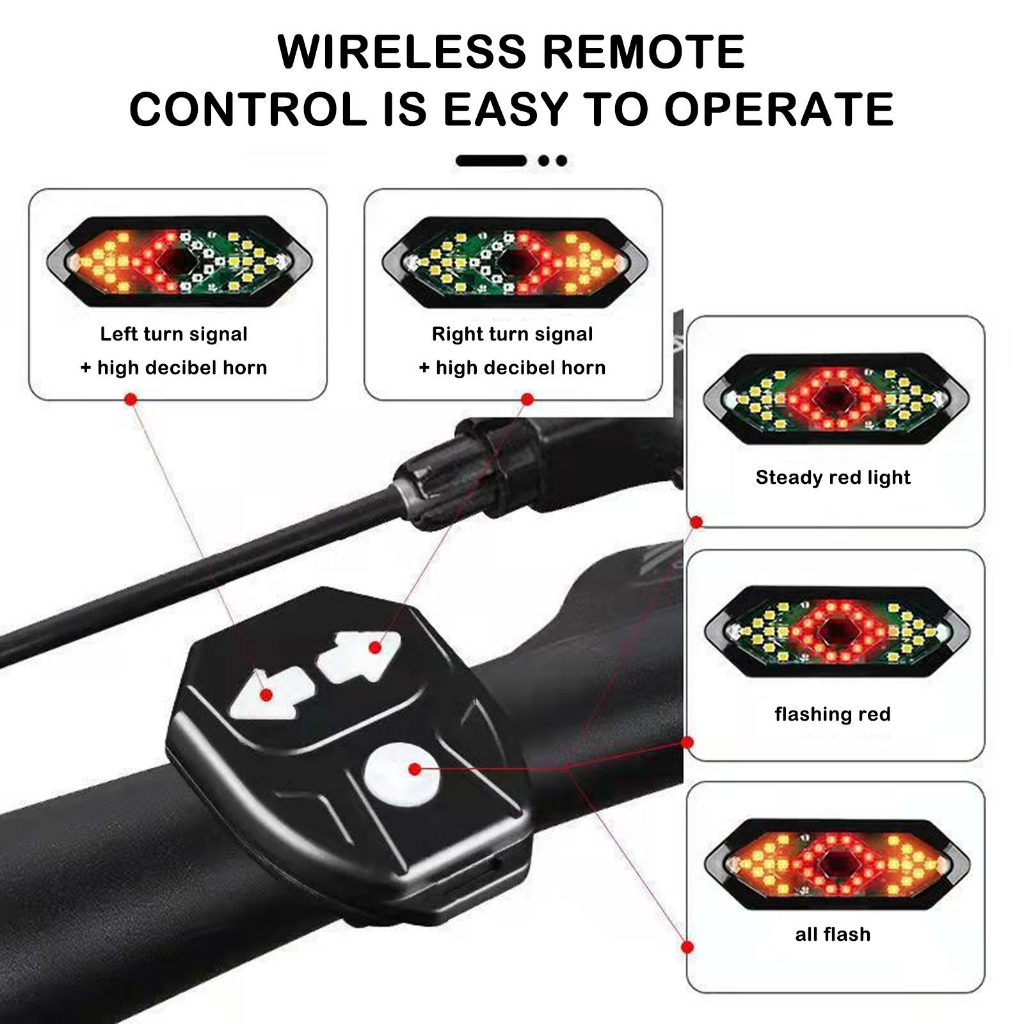 Đèn tín hiệu xe đạp có còi, xi nhan báo Bike Blinker Hinten Bike Licht LED